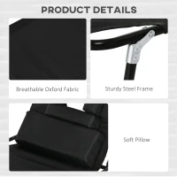 Outsunny Outdoor Foldable Sun Lounger Set of 2, 4 Level Adjustable Backrest Reclining Sun Lounger Chair with Pillow and Reading Hole, Black(m-6)