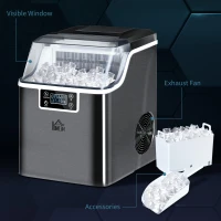 HOMCOM 3.2L Compact Ice Machine, with LCD Screen and Accessories - Black(m-5)