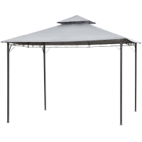 Outsunny 3x3(m) Outdoor Patio Gazebo, Steel Canopy Tent Pavilion with 2-Tier Roof Top, Garden Sunshade, Grey