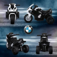 HOMCOM Moto électrique enfants sous licence BMW S1000 RR, 3 roues, 6V et 2,5 Km/h, voiture électrique enfants avec effets lumineux et sonores, moto enfant, charge max. 20 kg, noir(m-8)