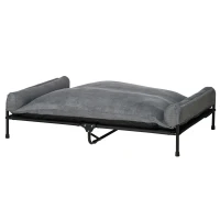 PawHut Cama Elevada para Perros y Gatos Cama Cesta para Mascotas Medianas y Grandes con Cojín Desmontable Lavable y Tela de Malla Transpirable 120x80x30 cm Gris(m-10)