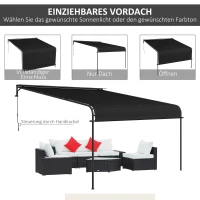 Outsunny Markiza przylegająca, odporna na warunki atmosferyczne, 396 x 302 x 210/280 cm, Ciemnoszary(m-4)
