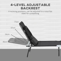 Outsunny Outdoor Foldable Sun Lounger Set of 2, 4 Level Adjustable Backrest Reclining Sun Lounger Chair with Pillow and Reading Hole, Black(m-4)