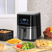 HOMCOM 4.5L Air Fryer, 8-in-1 Digital Air Fryer Oven with Rapid Air Circulation, Temp Control & Timer, Non-stick Basket, Oil-Free Cook, 1500W, Black(m-2)