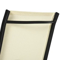Outsunny Set of 2 Folding Garden Chairs - Metal Frame Outdoor Patio Park Dining Seats with Breathable Mesh Seat, Beige(m-7)