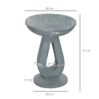 Outsunny Karmnik dla ptaków, Fontanna wodna, Efekt kamienia, 40 cm x 40 cm x 51 cm, Szary(m-3)