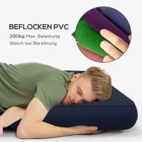 Outsunny Luchtmatras voor 2 Personen, zacht & stevig, 203x152x22cm, Donkerblauw(m-6)