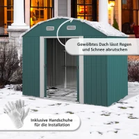 Outsunny Tuinhuis Tuinschuur Gartenschuppen, weerbestendig, 2 ramen, 2 deuren, 238 x 132 x 198,5 cm, Groen(m-7)