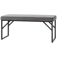 HOMCOM Upholstered Bench with Cushion, Shoe Bench, Hallway Bench, incl. Padding, Dark Gray + Black(m-6)