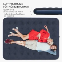 Outsunny Luchtmatras voor 2 Personen, zacht & stevig, 203x152x22cm, Donkerblauw(m-4)