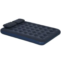 Outsunny Luchtmatras voor 2 Personen, met Handpomp, zacht & duurzaam, 203x152x22cm, Blauw(m-10)