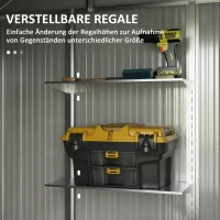 Outsunny Tuinhuis Tuinschuur Gartenschuppen, weerbestendig, 2 ramen, 2 deuren, 238 x 132 x 198,5 cm, Groen(m-4)