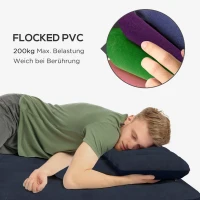 Outsunny Luchtmatras voor 2 Personen, met Handpomp, zacht & duurzaam, 203x152x22cm, Blauw(m-6)