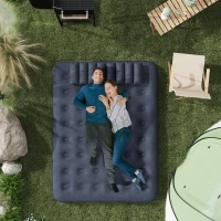 Outsunny Luchtmatras voor 2 Personen, met Handpomp, zacht & duurzaam, 203x152x22cm, Blauw(m-2)