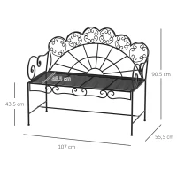 Ławka ogrodowa parkowa 2-osobowa metal czarna Outsunny(m-3)