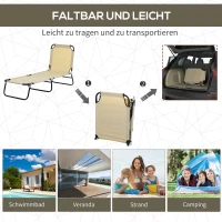 Outsunny Leżanka plażowa, 5-krotnie regulowane oparcie, szybkoschnący, rama metalowa, 190 x 56 x 28 cm, Kremowy(m-6)