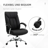 Vinsetto Krzesło biurowe Krzesło komputerowe Krzesło ergonomiczne. regulowana wysokość, funkcja kołysania, 65 cm x 78, Czarny + Srebrny(m-6)