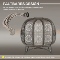 Outsunny Fotel ogrodowy dla 2 osób, składany, duża poduszka siedziska, rama stalowa, Kolor: Piaskowy, 126 x 75 x 142 cm(m-6)