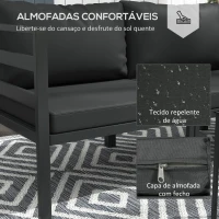 Outsunny Conjunto de Móveis de Jardim 7 Peças Inclui 4 Sofás de Exterior 1 Sofá de Canto e 2 Mesas de Centro para Pátio Cinza(m-5)