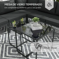 Outsunny Conjunto de Móveis de Jardim 7 Peças Inclui 4 Sofás de Exterior 1 Sofá de Canto e 2 Mesas de Centro para Pátio Cinza(m-6)