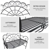 Ławka ogrodowa parkowa 2-osobowa metal czarna Outsunny(m-5)