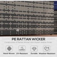 Outsunny 6 Pieces Outdoor Rattan Wicker Sofa Set Sectional Patio Conversation Furniture Set w/ Storage Table & Cushion Navy Blue(m-4)