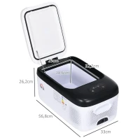 HOMCOM Geleira Elétrica de Compressor Portátil 15L para Carro -20℃ a 20℃ 12 / 24V CC e 100-240V CA 56,8x33x26,2 cm Branco(m-3)