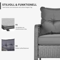 Outsunny Rattan Gartenmöbel Set für 4 Personen Balkonmöbel Set Sofa mit Hocker Tisch Sitzgruppe Stahl Grau(m-5)