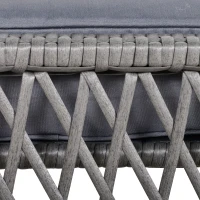 Outsunny Rattan Gartenmöbel Set für 4 Personen Balkonmöbel Set Sofa mit Hocker Tisch Sitzgruppe Stahl Grau(m-8)