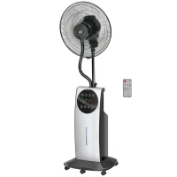 HOMCOM Wentylator 2 w 1, wyświetlacz LED, z funkcją zegara, Ø 44,5 x 135W cm, Srebrny + Czarny(m-1)