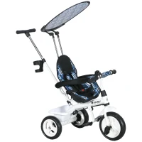 HOMCOM 6 in 1 Tricycle for Kids with 5-point harness straps, Removable Canopy, Blue(m-1)