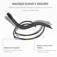 Outsunny Espreguiçadeira Baloiço de Jardim com Apoio para os Braços Almofada para a Cabeça Removível 155x61x88 cm Preto(m-5)