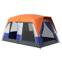 Outsunny Six-Man Camping Tent, with Small Rainfly and Accessories - Orange(m-11)