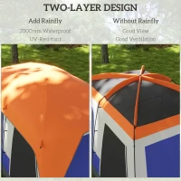 Outsunny Six-Man Camping Tent, with Small Rainfly and Accessories - Orange(m-4)