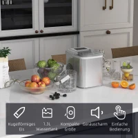 HOMCOM Maszyna do Lodu, Producent Lodu, 12 kg/Dzień, 9 Kostek w 6-13 Min, 30,3 x 22,8 x 29 cm, Biały(m-8)