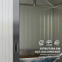 Outsunny Abrigo de Jardim 2,7 m² 238x132x198,5 cm com Base Prateleiras Ajustáveis 2 Portas e 2 Janelas de Ventilação Cinza Escuro(m-9)