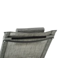 Outsunny Outdoor Garden Rocking Chair, Patio Sun Lounger Rocker Chair with Breathable Mesh Fabric, Removable Headrest Pillow, Armrest, Side Storage Bag, Dark Grey(m-8)