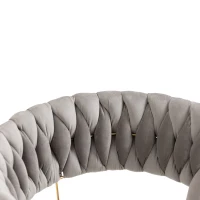 Juego de 2 Sillas de Comedor en Terciopelo Estilo Moderno con Respaldo Trenzado y Brazos Gris(m-8)