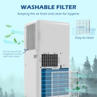 HOMCOM 9,000 BTU Mobile Air Conditioner for Room up to 20m², with Dehumidifier, 24H Timer, Wheels, Window Mount Kit(m-6)