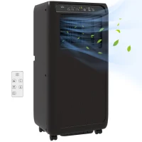 HOMCOM Przenośna Klimatyzacja Mini Klimatyzator, Timer 24 godziny, 3 prędkości, 33 x 28 x 68,5 cm, Czarny(m-1)