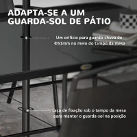 Outsunny Conjunto de Jardim Refeição de 8 Peças com 6 Cadeiras Dobráveis Mesa e Chapéu de Sol Inclinável Preto(m-8)