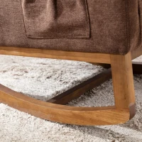 Poltrona a Dondolo Moderna Mid-Century per Cameretta e Soggiorno, Schienale Alto Imbottito, Marrone(m-4)