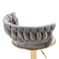 Set di 2 Sgabelli da Bar Girevoli 360° in Velluto con Altezza Regolabile, Design Lussuoso per Cucina e Sala da Pranzo, Grigio(m-8)