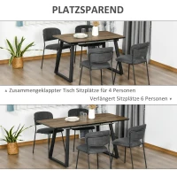 HOMCOM Stół jadalniany w stylu industrialnym dla 6 osób, z rozkładanym blatem, 120 cm x 80 cm x 76 cm, Czarny + Brązowy(m-6)