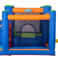 Outsunny Zamek Bawialnia z Zjeżdżalnią, Strefą do Skakania, Basenem, nadmuchiwany, z Elektropompą na 3 Dzieci, 380 x 340 x 170 cm(m-9)