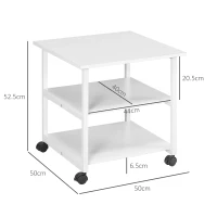 HOMCOM Three-Tier Steel Printer Stand, with Wheels - White(m-3)
