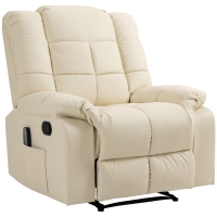 HOMCOM Fotel masujący, fotel relaksacyjny, 8 punktów wibracyjnych, funkcja leżenia, skóra ekologiczna, kość słoniowa, 94x99x99cm
