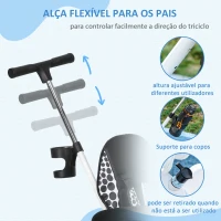 HOMCOM Triciclo para Bebês 2 em 1 Triciclo Evolutivo para Crianças de +12 Meses com Toldo Dobrável e Guiador Telescópico Branco(m-6)