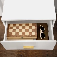 HOMCOM Stolik nocny, szafka nocna, 2 szuflady, 50 cm x 40 cm x 55 cm, Biały + Naturalny(m-8)