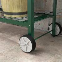 Outsunny Horta Vertical Elevada de Metal Horta Vertical com Rodas Alça Lateral e Prateleira Inferior para Cultivo 109x44x80 cm Verde(m-9)